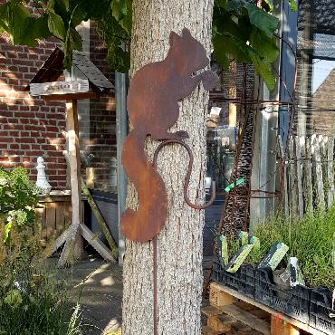 Objets en métal - Silhouette d'un Écureuil à piquer en corten pour jardin