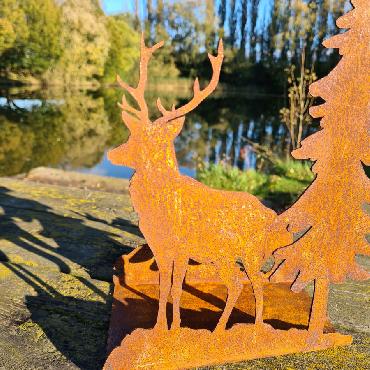 Photophore cerf biche faon H30cm à poser en fer rouillé