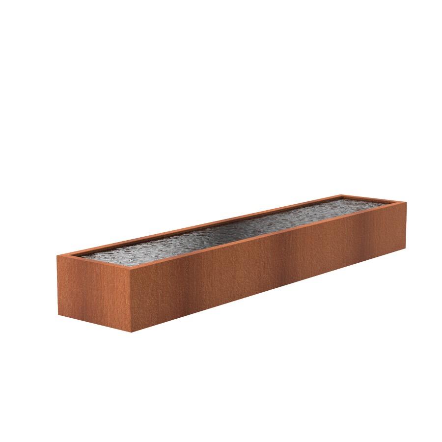 Bassin rectangulaire en acier corten 5000x1000x600 mm