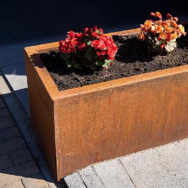 KIT - Pot rectangulaire ANDES CONNECT sans fond en acier corten