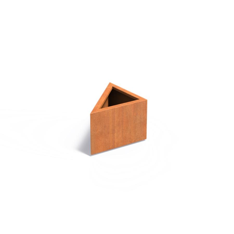 Pot TRIANGLE en acier corten de 600x600x400 mm : Élégance et durabilité pour votre espace extérieur.