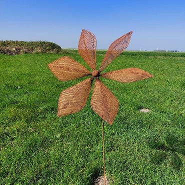 Eolienne cosmos simple hélice D63xH150cm à piquer en fer rouillé