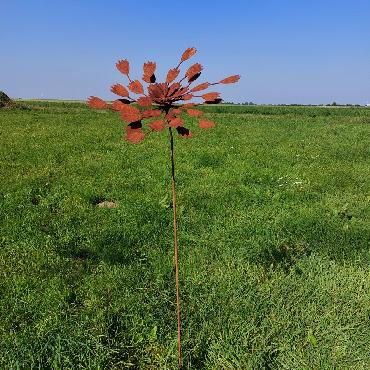 Eolienne tulipes simple hélice D50xH150cm à piquer en fer rouillé