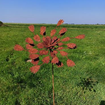 Eolienne tulipes simple hélice D50xH150cm à piquer en fer rouillé