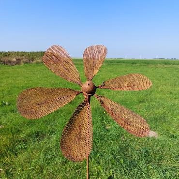 Eolienne anémone simple hélice D40xH150cm à piquer en fer rouillé